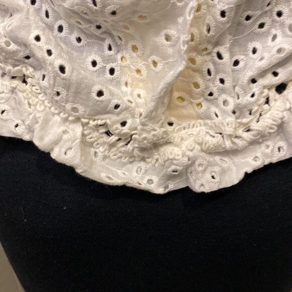 NEW Elan Small Elastic Hem Elastic Neckline Ruffled Strap Breathable White Lace - Picture 6 of 8